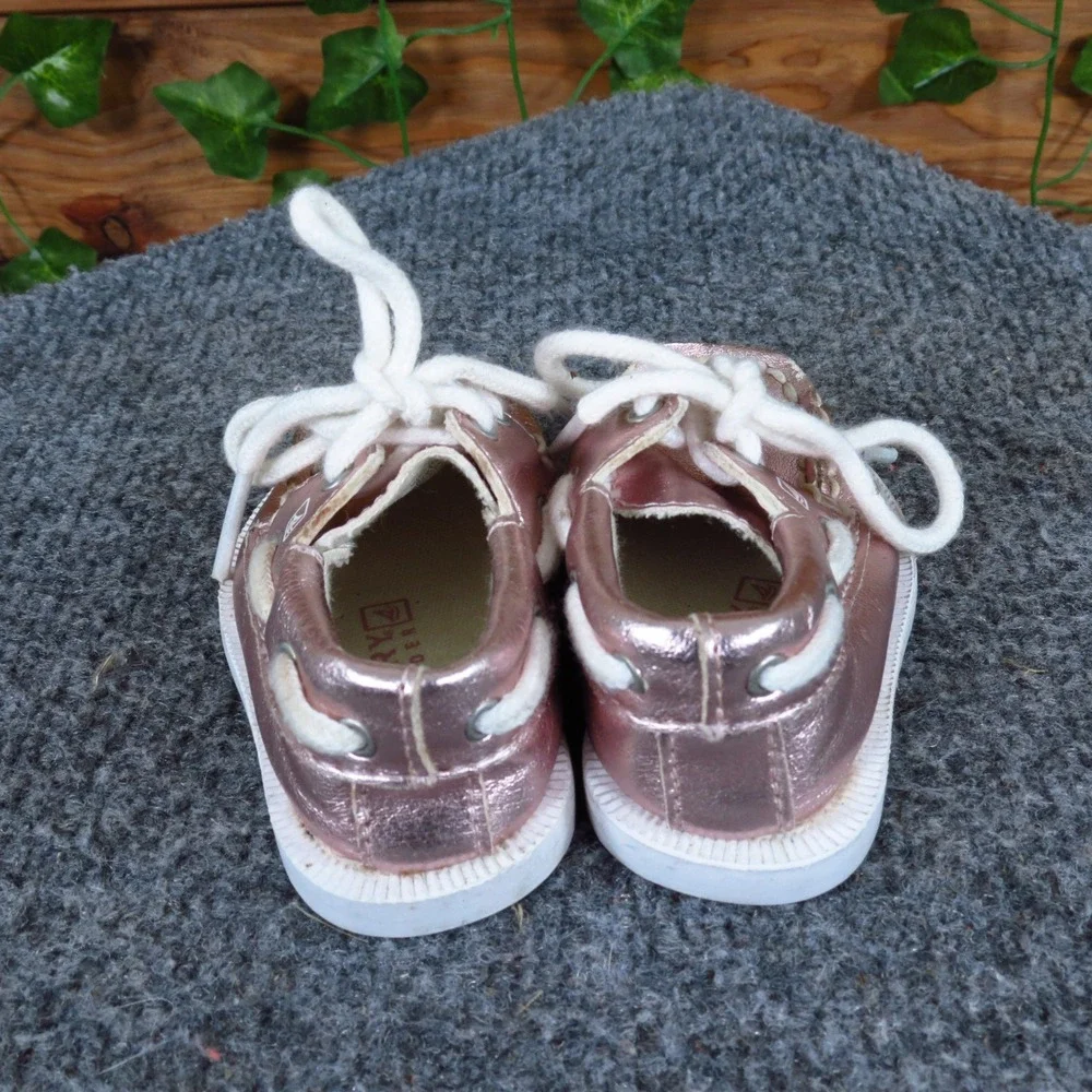 Sperry Top-Sider A/O Crib Toddler Girl‎ Boat Shoe Size 1 Metallic Pink Leather